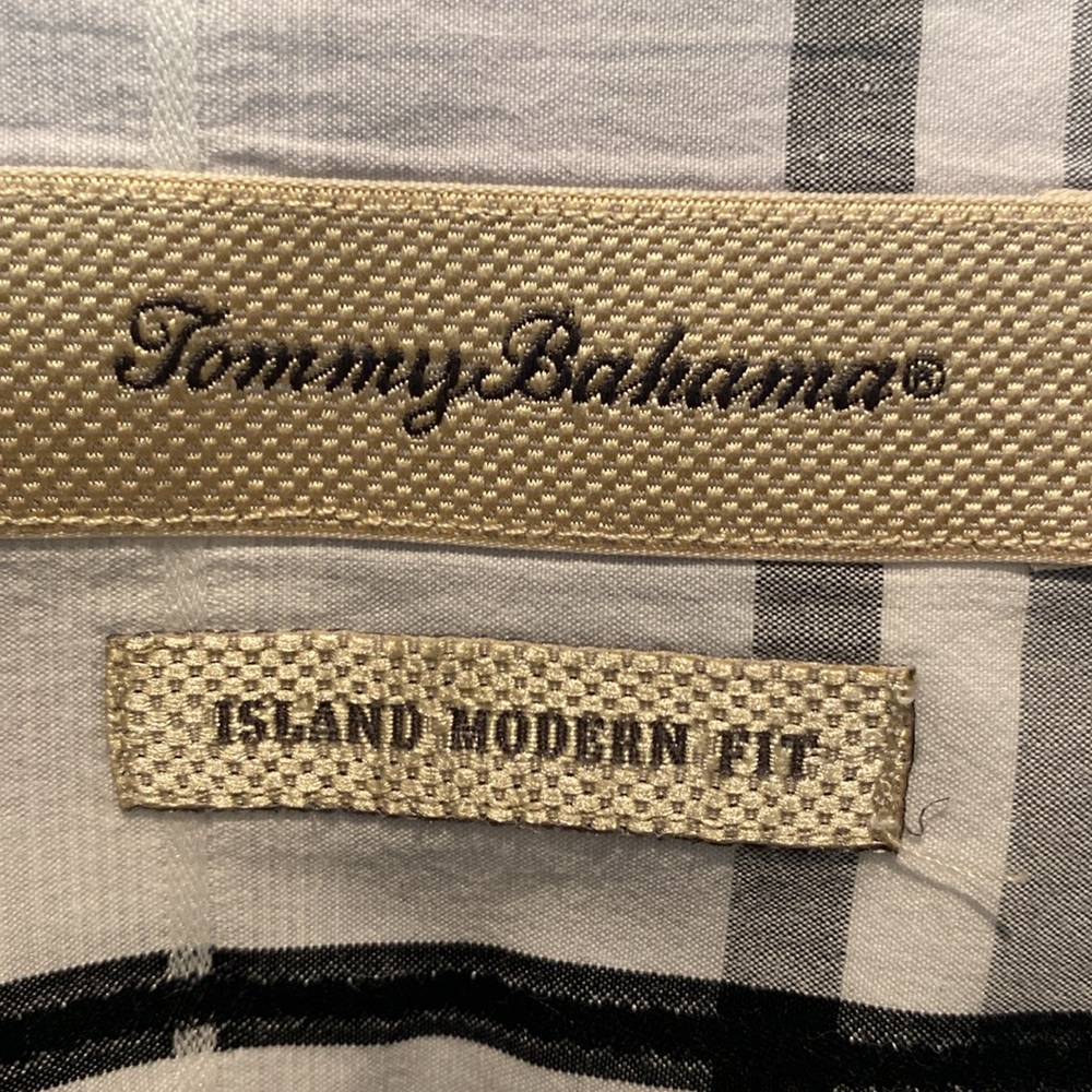 Tommy Bahama Island Modern Fit. XL. 86/14 Cotton/Silk Blend. Black/White - Picture 6 of 8